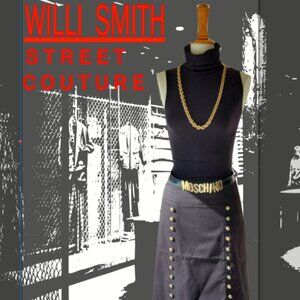 Willi Smith black cotton Piqué skirt